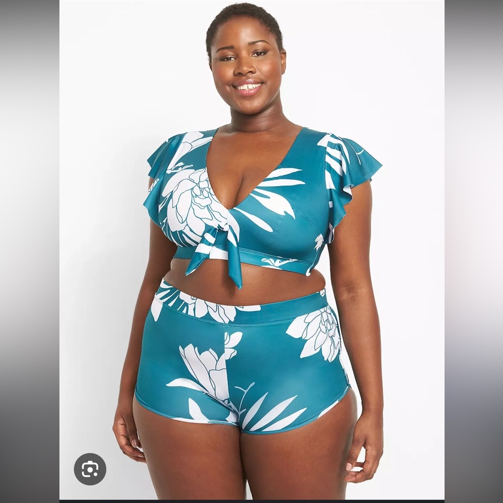 Cacique Swim Flutter-Sleeve No-Wire Swim Bikini (NWOT)